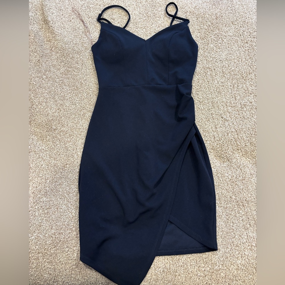 Emerald Sundae - Blue Asymmetrical Ruched Cocktail Dress